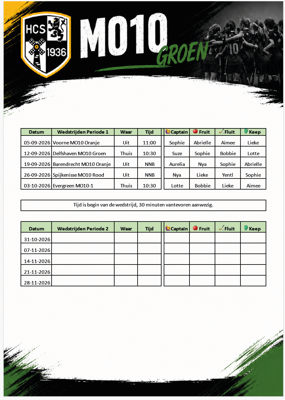 Wedstrijdschema